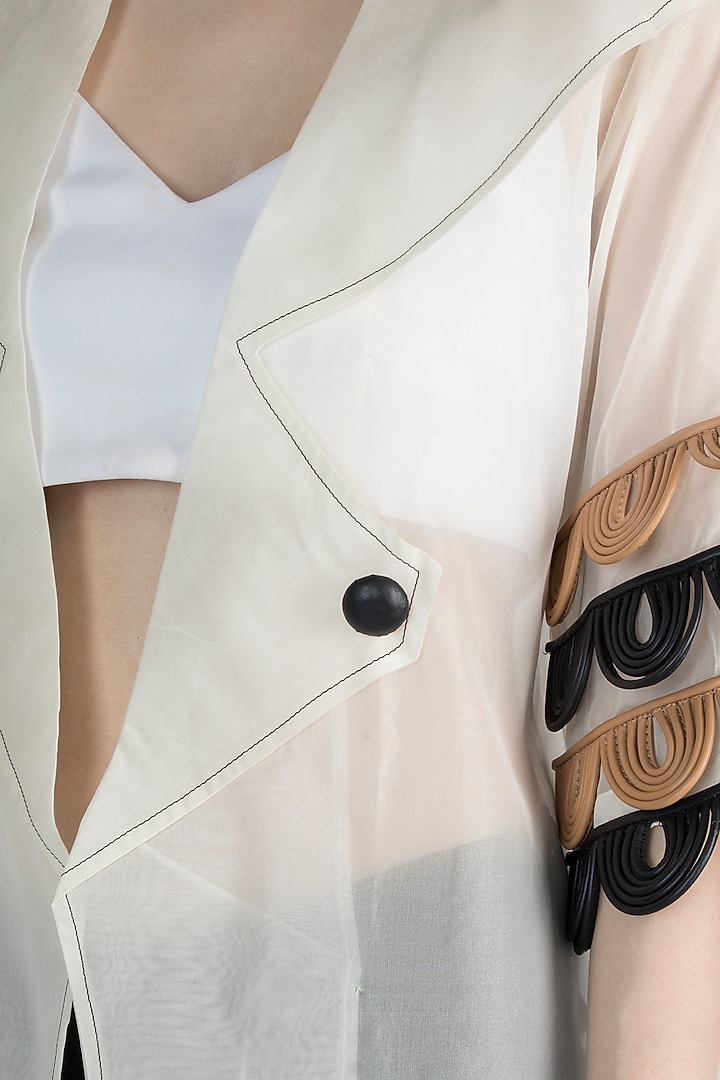 White Embroidered Kimono Jacket by Devina Juneja at Pernia's Pop Up Shop